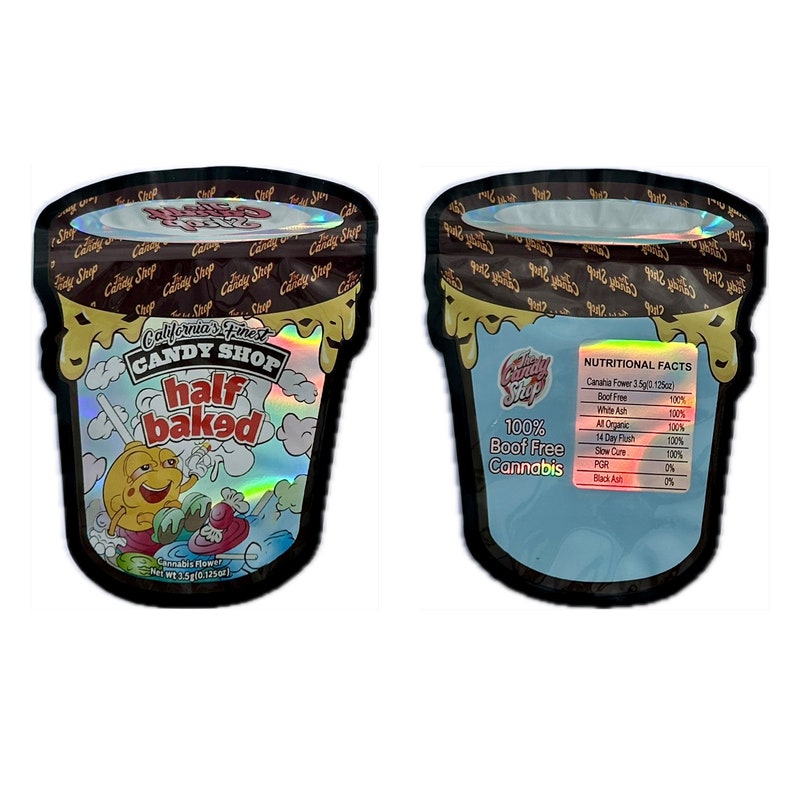 Sweet Shop Half-Baked Ice Cream Mylar Bag 3.5g Cut-Out Empty Packaging - Holographic