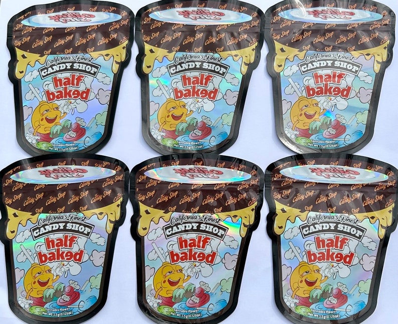 Sweet Shop Half-Baked Ice Cream Mylar Bag 3.5g Cut-Out Empty Packaging - Holographic