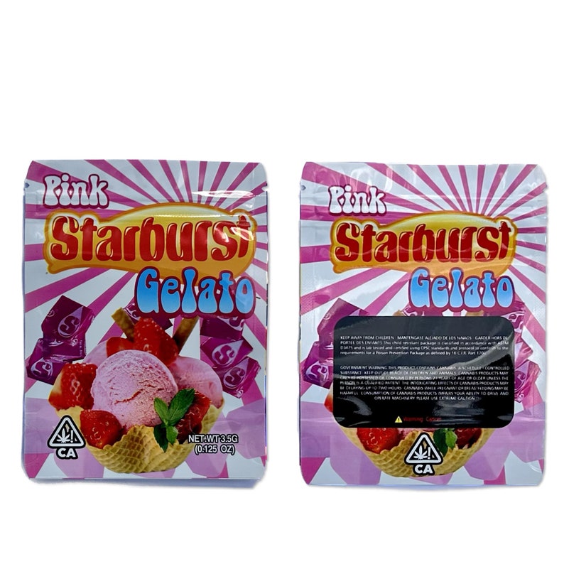 Sweet Shop STARBURST GELATO Mylar Bag 3.5g Cut-Out Empty Packaging - Holographic