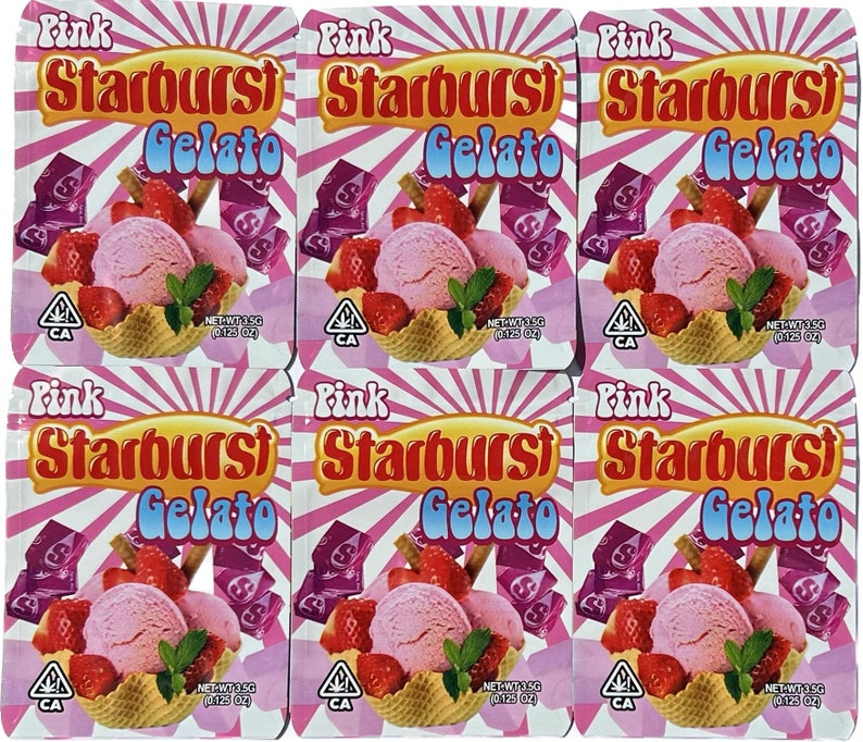 Sweet Shop STARBURST GELATO Mylar Bag 3.5g Cut-Out Empty Packaging - Holographic