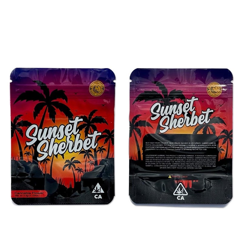 Sweet Shop SUNSET SHERBET Mylar Bag 3.5g Cut-Out Empty Packaging - Holographic