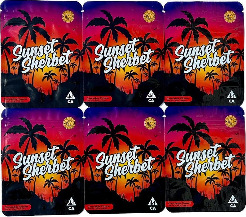 Sweet Shop SUNSET SHERBET Mylar Bag 3.5g Cut-Out Empty Packaging - Holographic