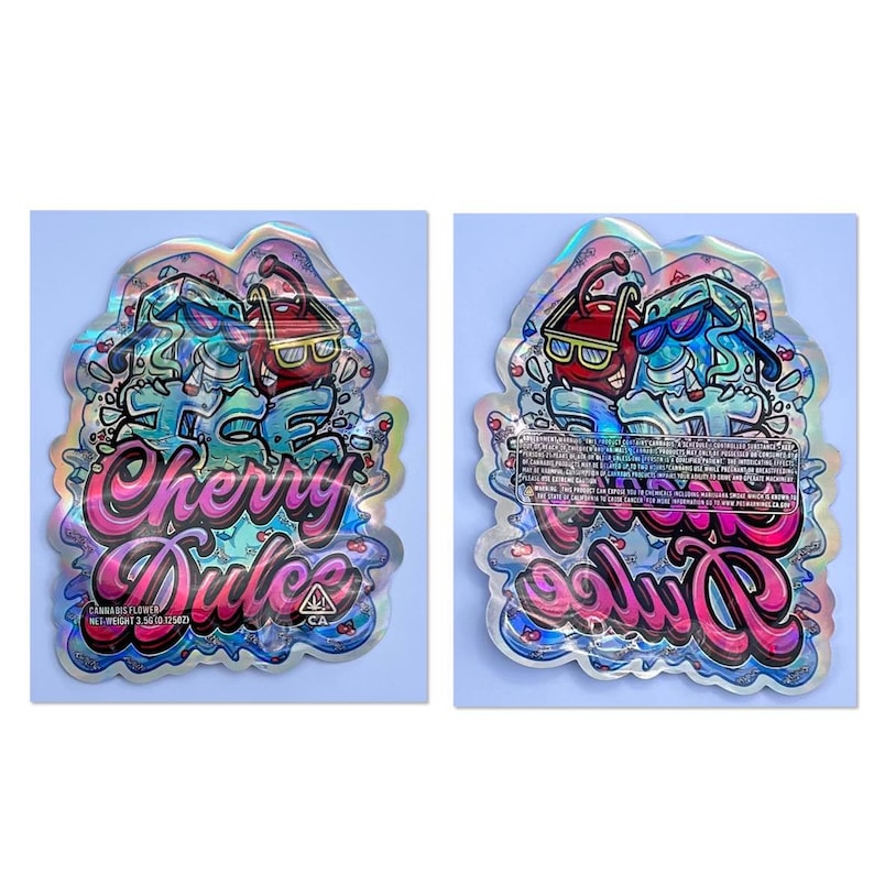 Sweet Shop ICE CHERRY DULCE Mylar Bag 3.5g Cut-Out Empty Packaging - Holographic