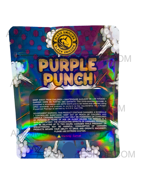 RobMylarBags-Purple Punch Holographic Mylar bag 3.5g