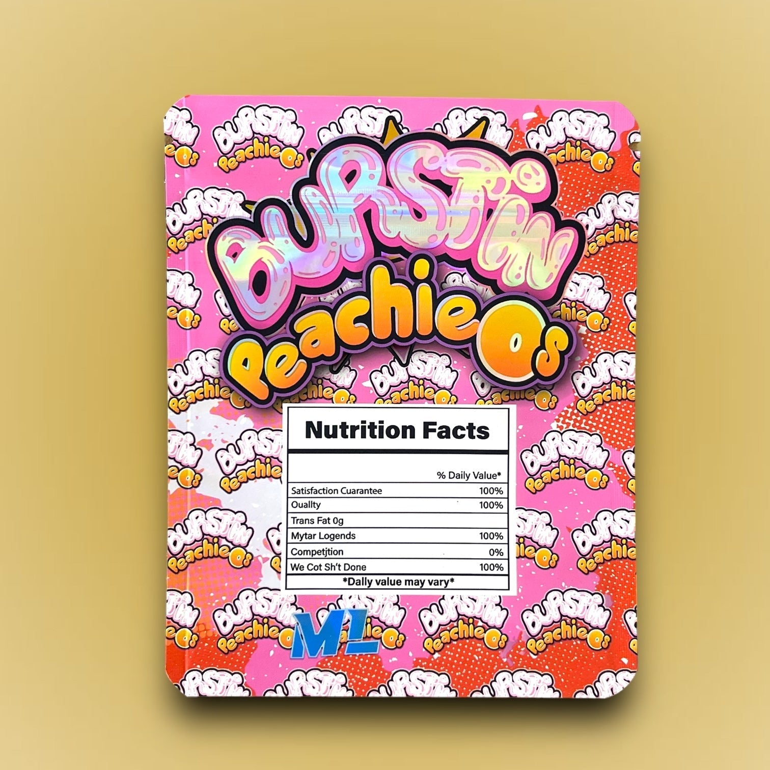 Burstin Peachieos 3.5G Mylar Bags Holographic