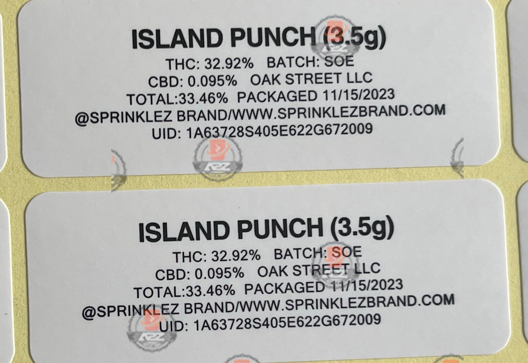 Sprinklez Gumdropz Island Punch Mylar Bags 3.5g Sticker base Bag -With stickers and labels