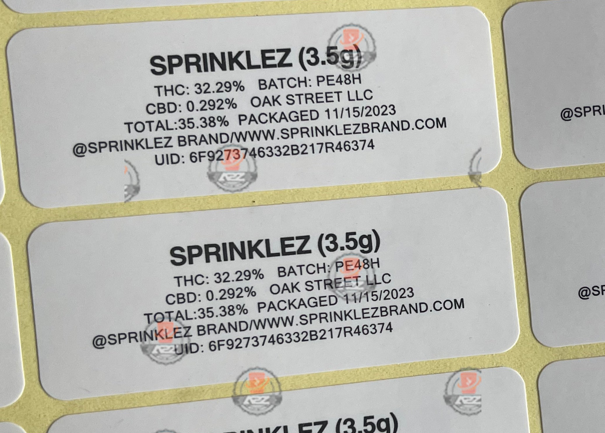 Sprinklez Cherry Lemonade Mylar Bags 3.5g Sticker base Bag -With stickers and labels