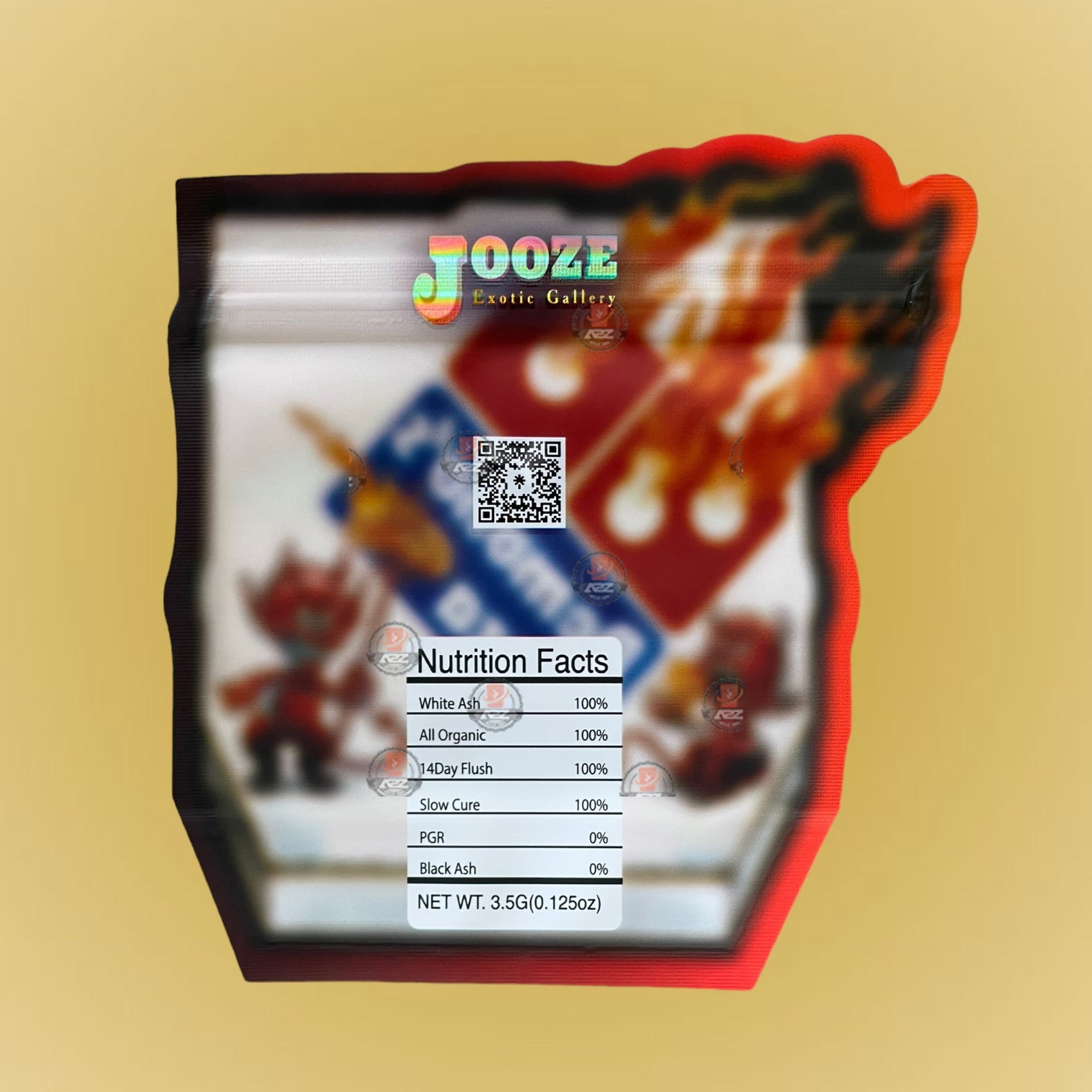 Demono's Pizza 3.5G Mylar Bags-Jooze Exotic Gallery Cut Out-Holographic Dominos Pizza