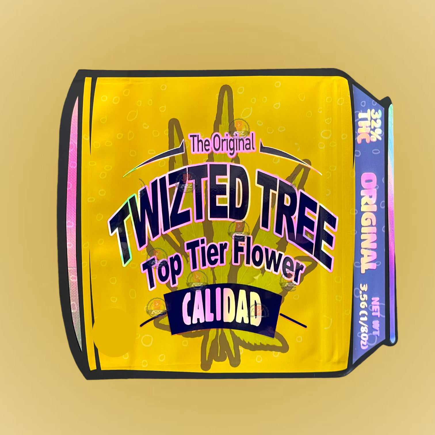 Twizted Tree 3.5G Mylar Bags-Top Tier Flower Calidad Cut Out-Holographic