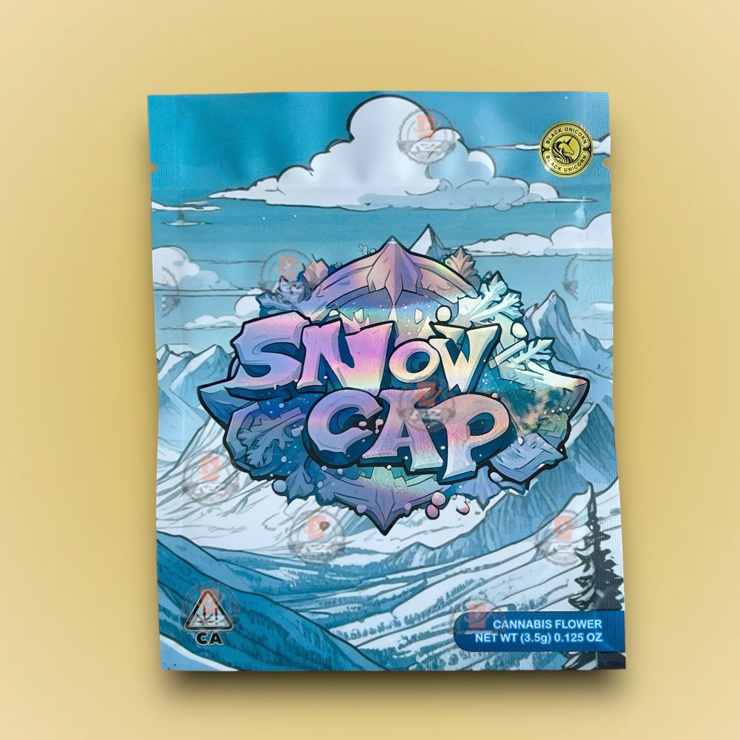 Snow Cap 3.5g Mylar Bags Rob Mylar Bags Packaging Only- Holographic