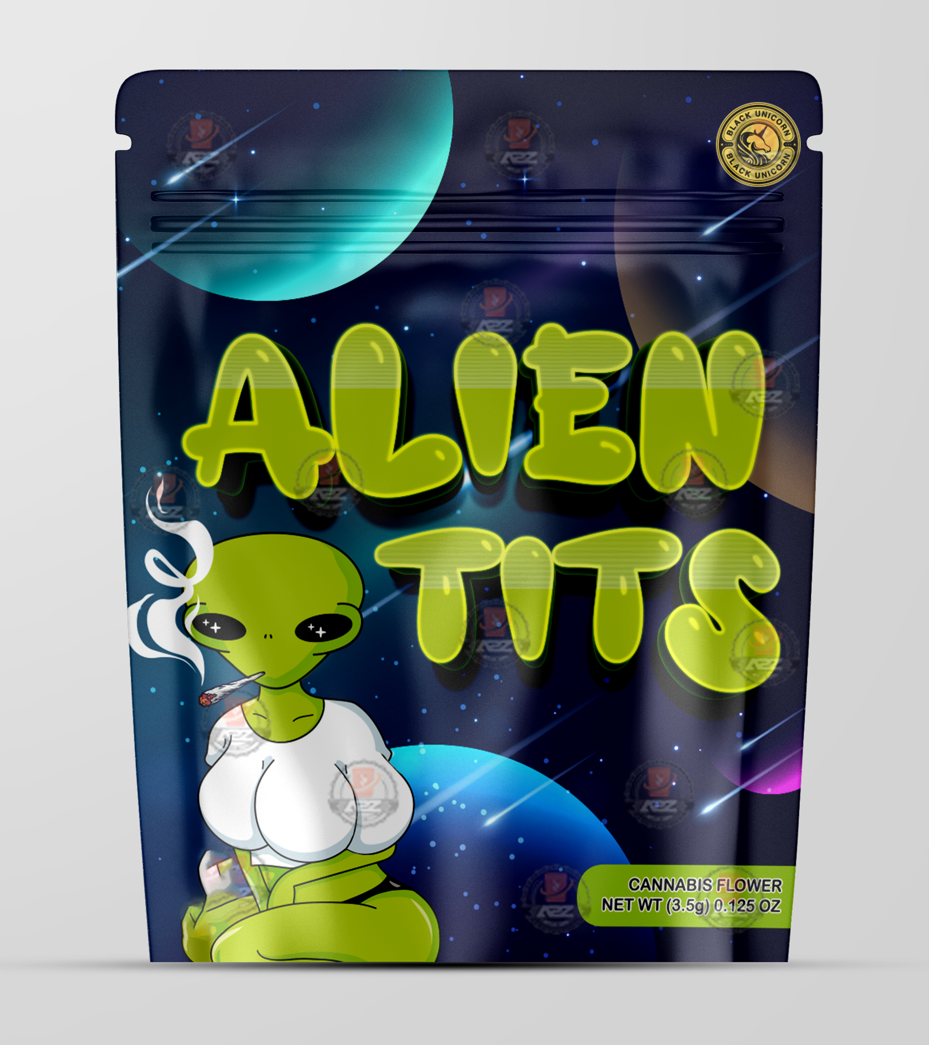 Alien Tits Holographic Mylar bag 3.5g  For Flower- Rob Mylar Bags