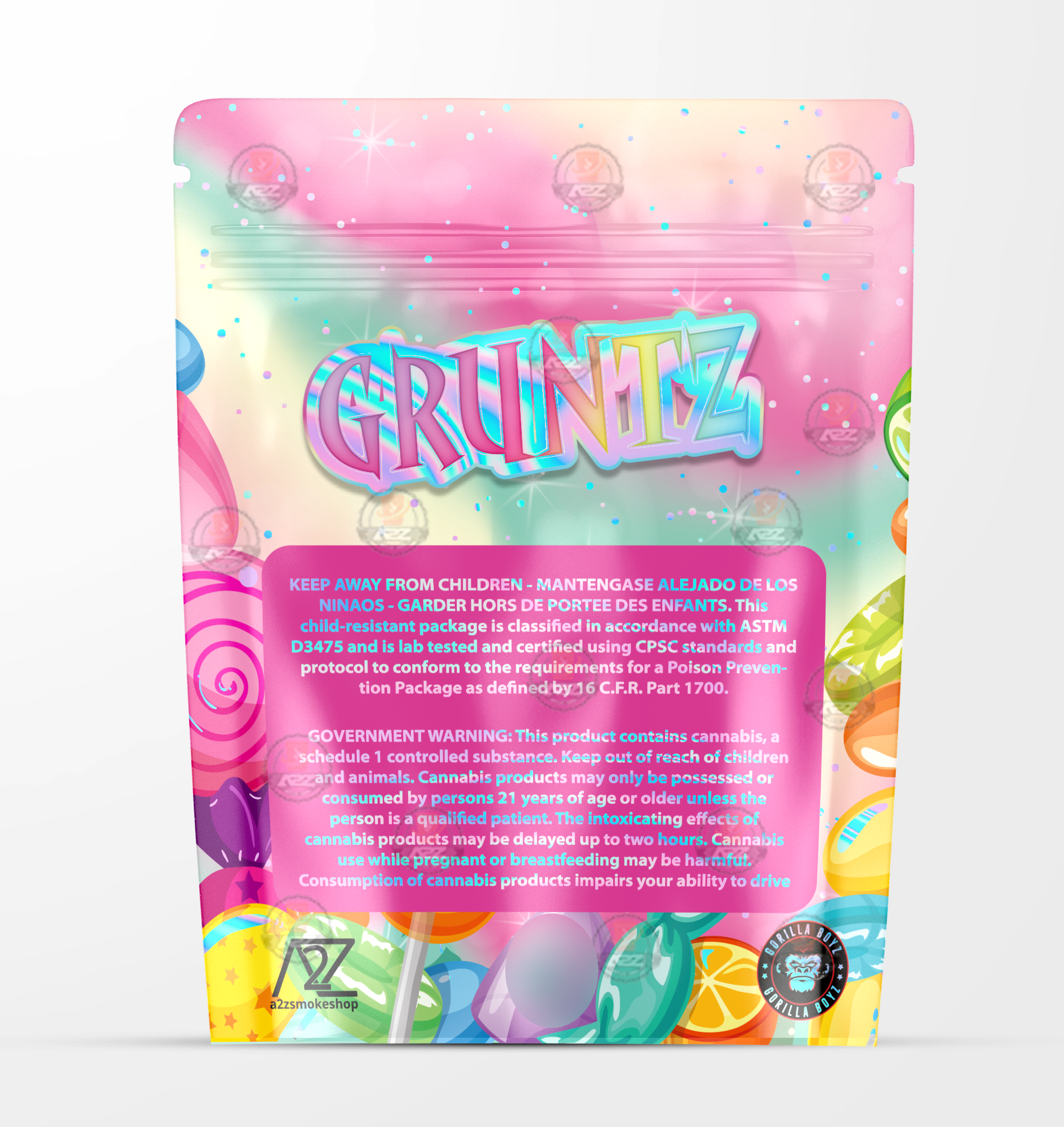 Gruntz Holographic Mylar bag 3.5g -RobMylarBags - Packaging only