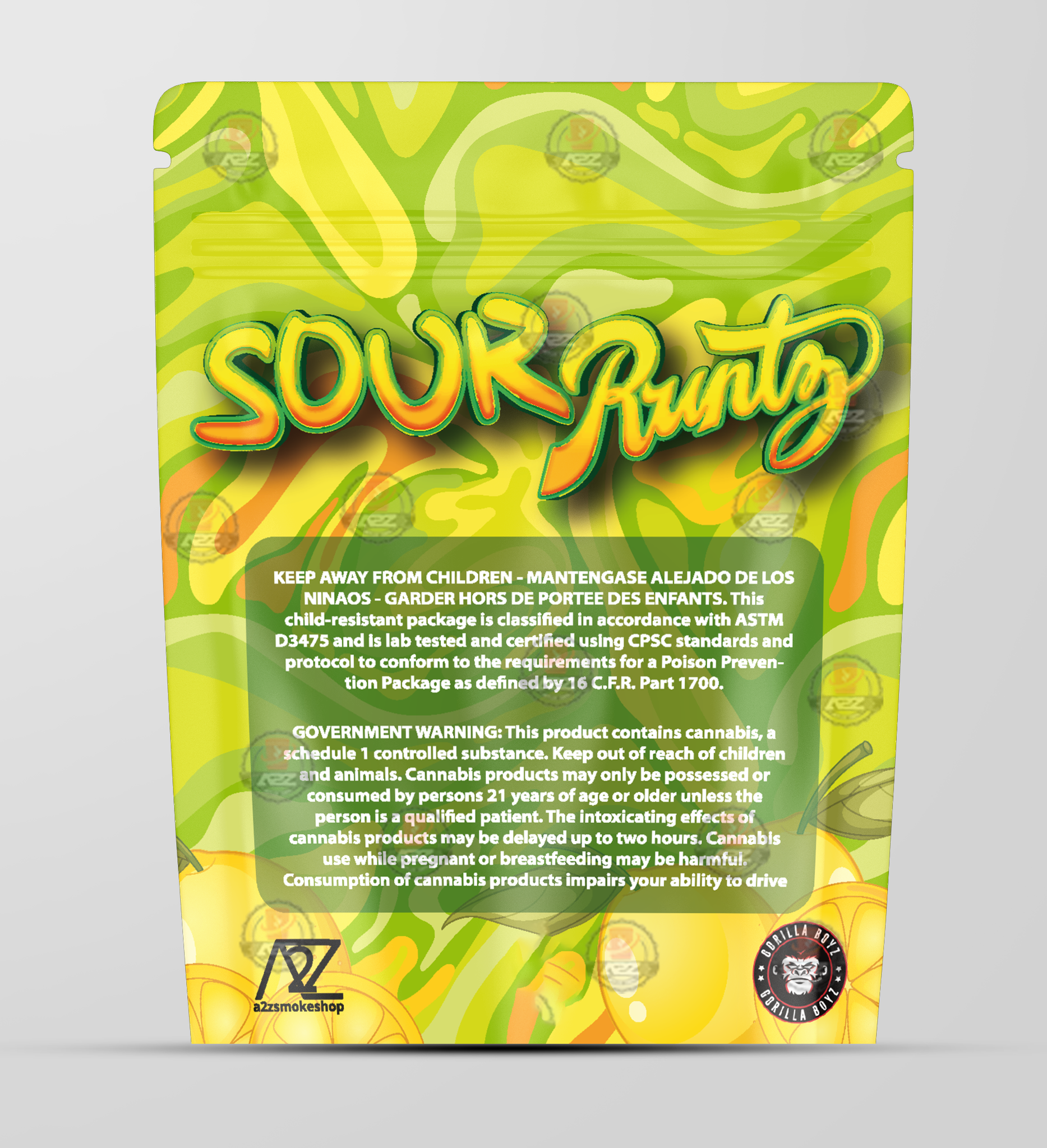 Sour Runtz Holographic Mylar bag 3.5g - For Flower- Rob Mylar Bags