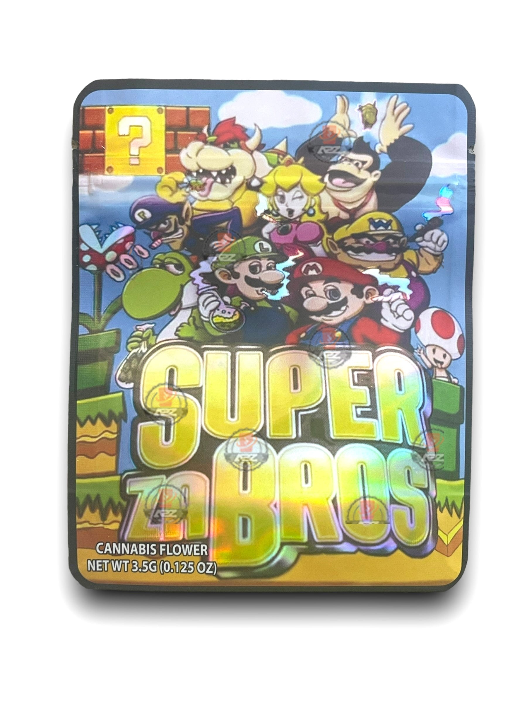 Super ZA Bros 3.5G Mylar Bags Holographic Mario Brothers