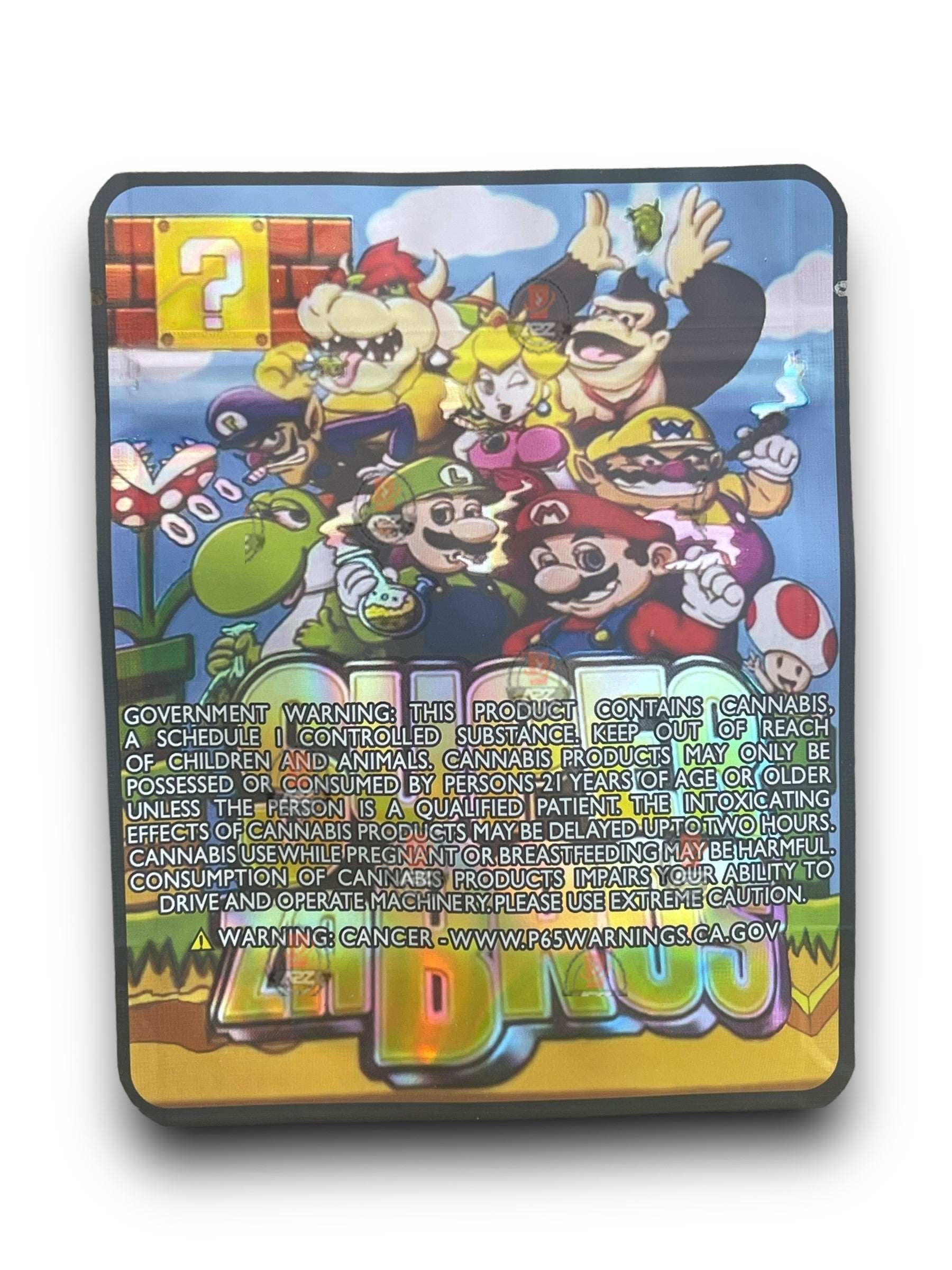 Super ZA Bros 3.5G Mylar Bags Holographic Mario Brothers