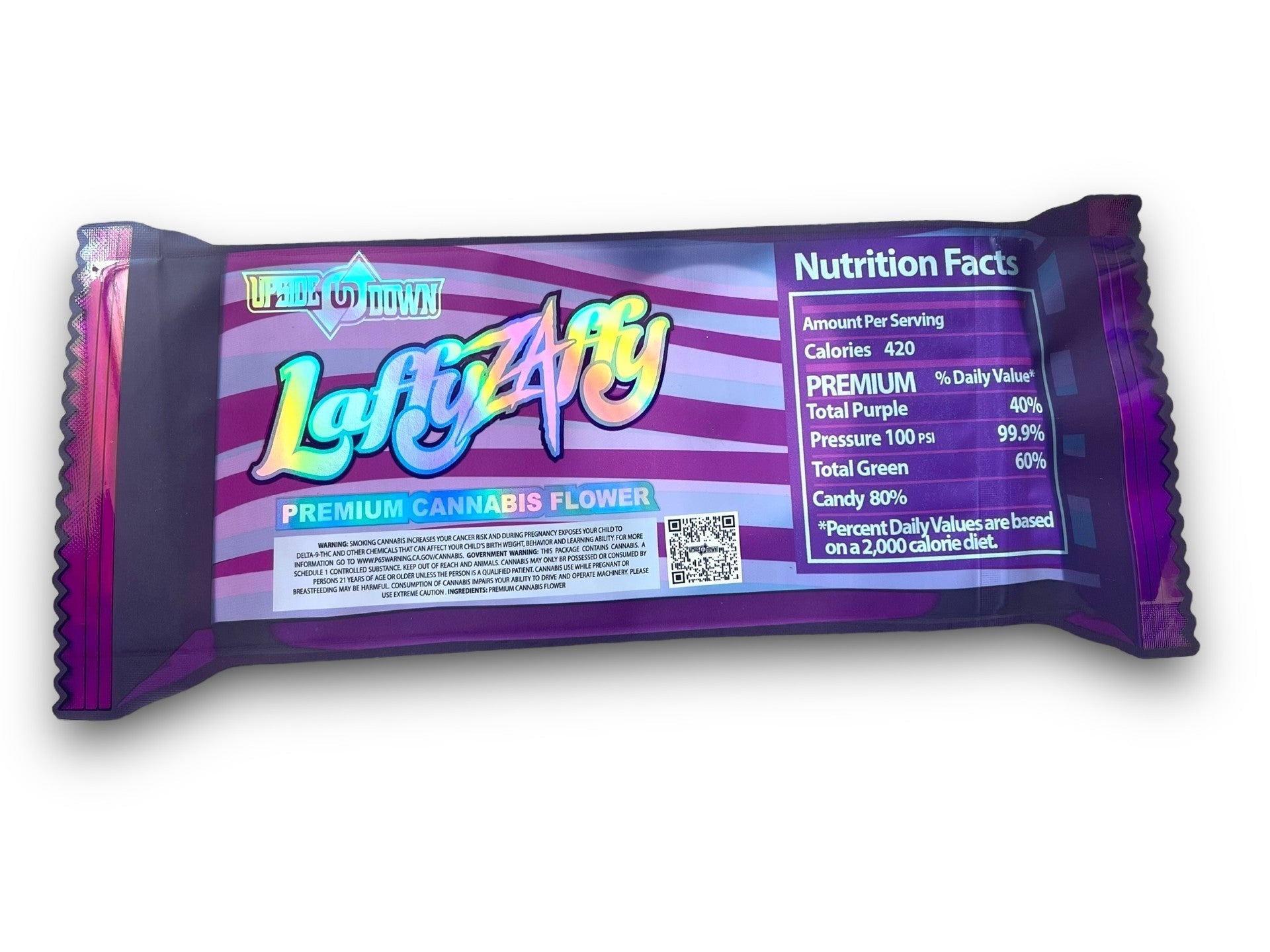 Laffy Zaffy Mylar Bag Holographic Upside Down