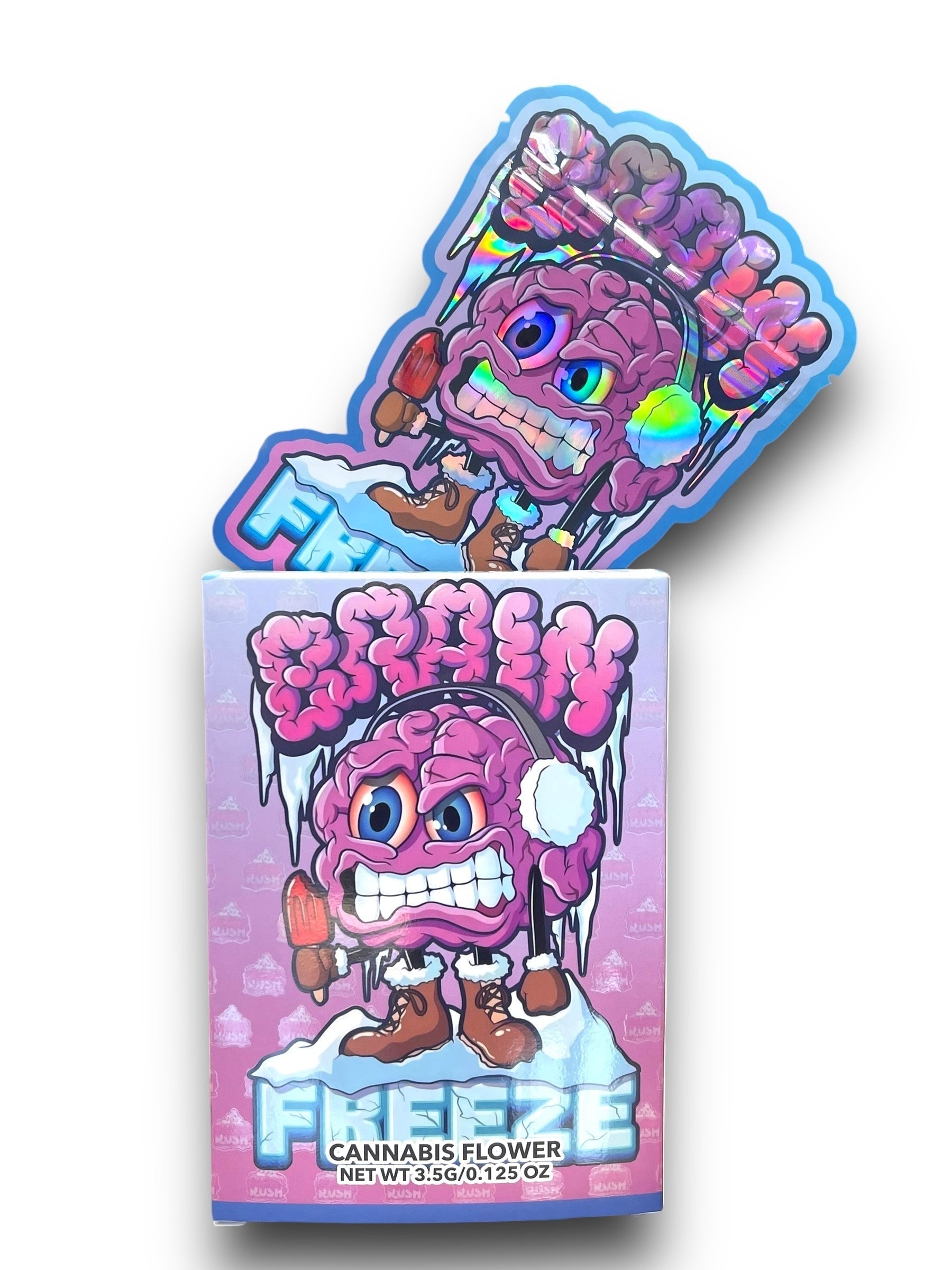 Brain Freeze Mylar Bags with Boxes 3.5g Box Packaging Holographic