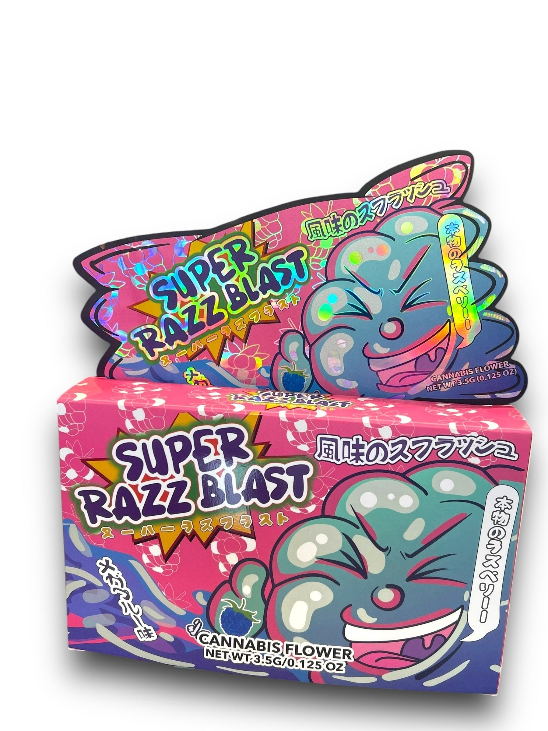 Super Razz Blast Mylar Bags with Boxes 3.5g Box Packaging Holographic