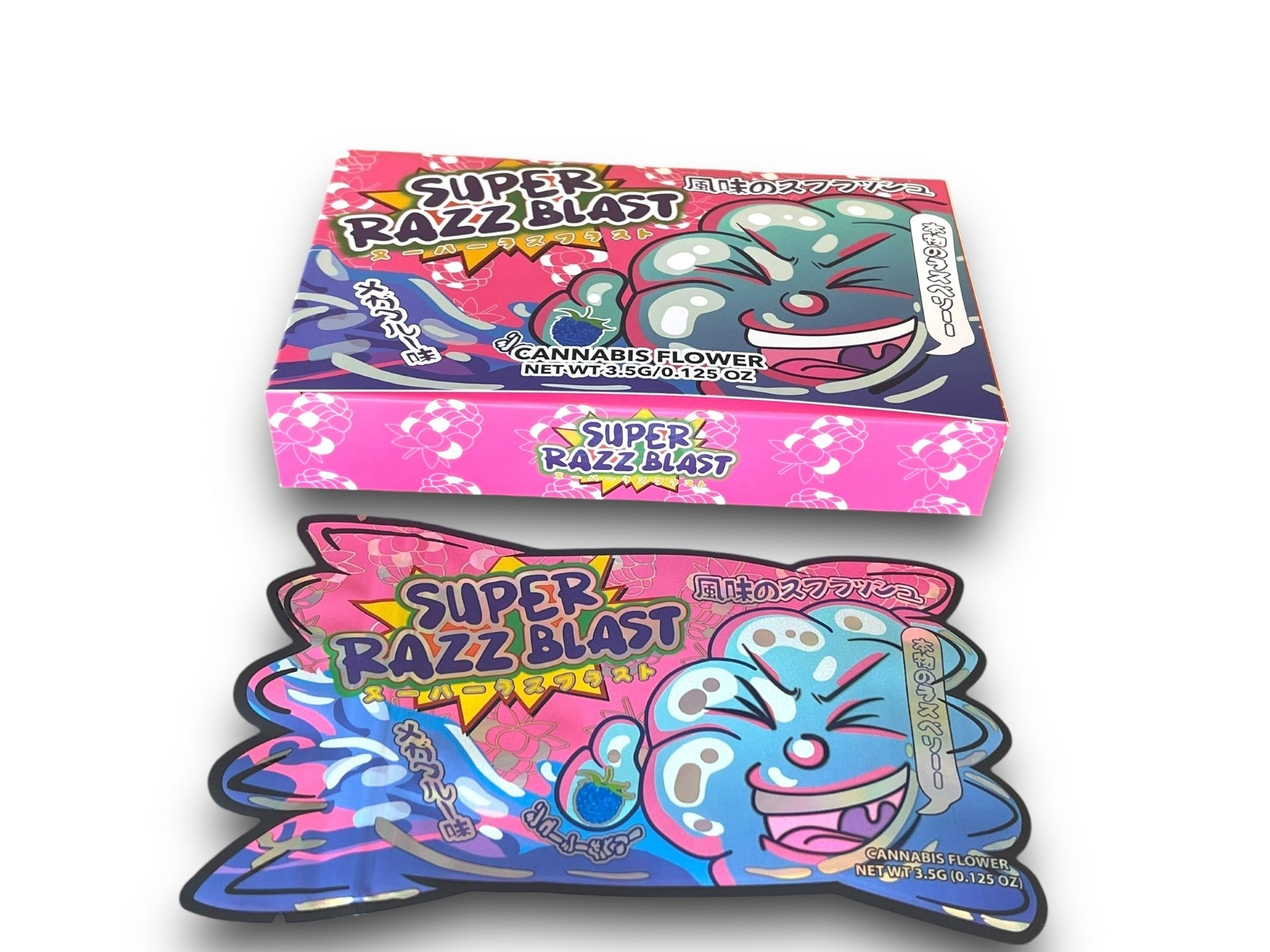 Super Razz Blast Mylar Bags with Boxes 3.5g Box Packaging Holographic