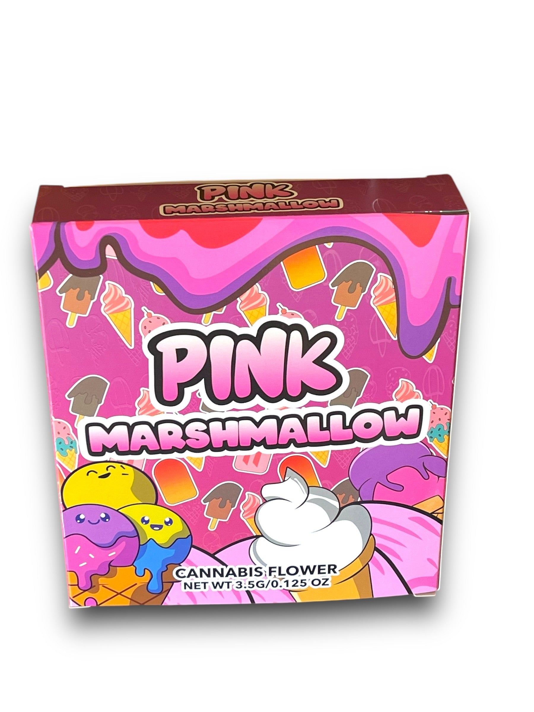 Pink Marshmallow Mylar Bags with Boxes 3.5g Box Packaging Holographic