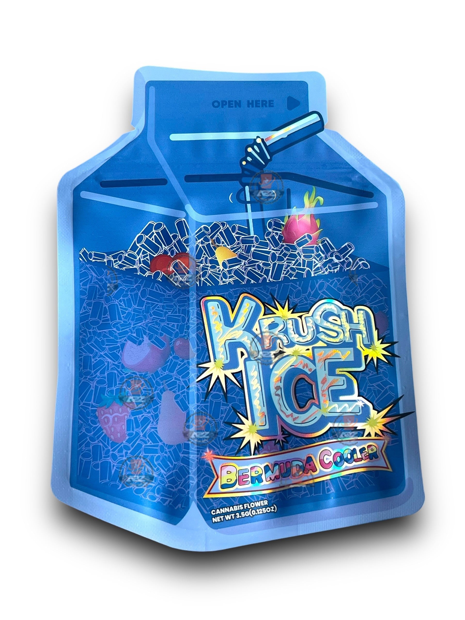 Krush Ice Bermuda Cooler Mylar Bags with Boxes 3.5g Box Packaging Holographic