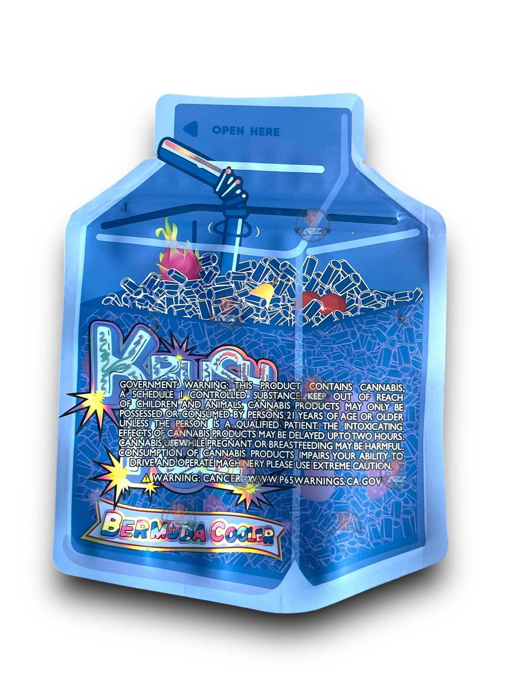 Krush Ice Bermuda Cooler Mylar Bags with Boxes 3.5g Box Packaging Holographic